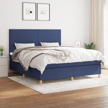 vidaXL Boxspring met matras stof blauw 160x200 cm, Verzenden