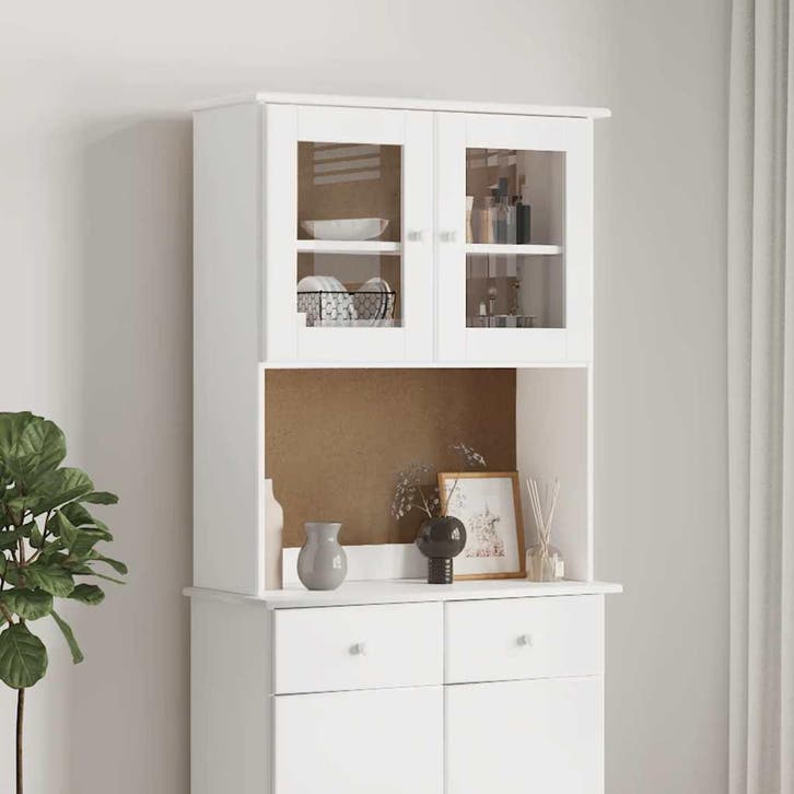 vidaXL Opzetkast ALTA 77x30x92 cm massief grenenhout wit, Huis en Inrichting, Kasten | Dressoirs, Nieuw, Verzenden