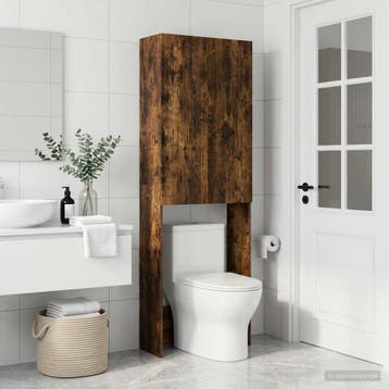 vidaXL Toiletkast ALKMAAR Gerookt eiken 66 x 25,5 x 190 cm, Verzenden, Nieuw