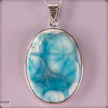 Exclusieve Larimar-hanger van 925 sterling zilver. met