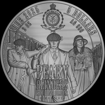 Niue. 5 Dollars 2025 Polly Gray Peaky Blinders, 2 Oz (.999)