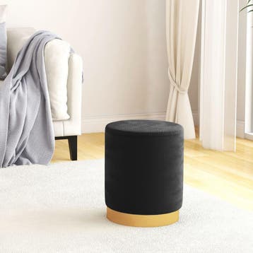 vidaXL Hocker met opbergruimte rond fluweel 31 x 37 cm zwart, Verzenden, Nieuw