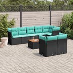 vidaXL 9-delige Loungeset met kussens poly rattan zwart, Verzenden, Loungeset