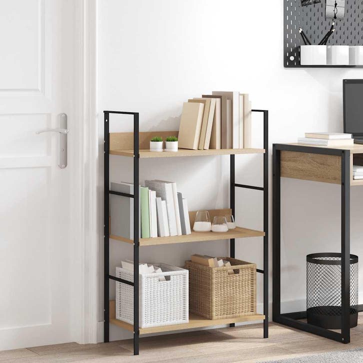vidaXL Boekenkast 3 schappen 60x27,6x90,5 cm bewerkt hout, Huis en Inrichting, Kasten | Boekenkasten, Nieuw, Verzenden