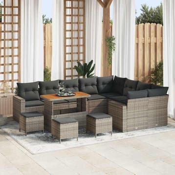 vidaXL Tuinbank Set 13 st Grijs poly rattan, Verzenden