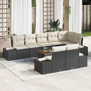 vidaXL Tuinbank Set 9 st Zwart en wit, Tuin en Terras, Verzenden, Nieuw