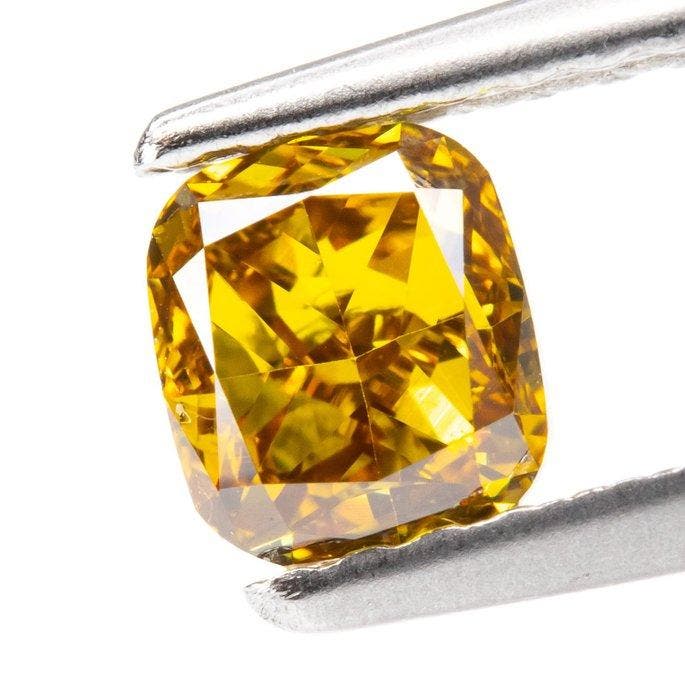1 pcs Diamant (Natuurlijk gekleurd) - 0.53 ct - Cushion -, Bijoux, Sacs & Beauté, Pierres précieuses