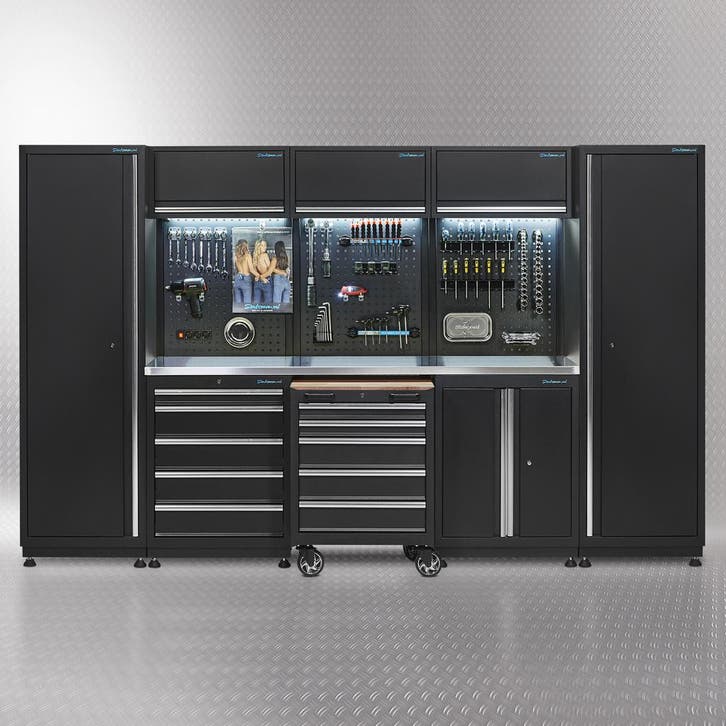 Datona Werkplaatsinrichting PREMIUM met RVS werkblad 325 cm, Bricolage & Construction, Établis, Enlèvement ou Envoi