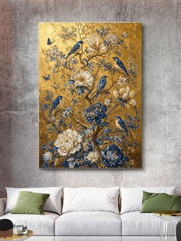 Shayer - The Golden Silence of Blue Birds - XL - 60x80cm -, Antiek en Kunst