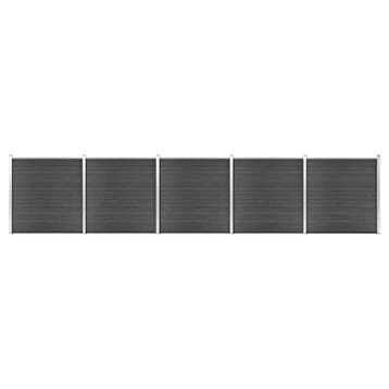vidaXL Schuttingpanelenset 872x186 cm HKC zwart, Verzenden, Nieuw