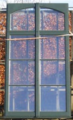 padoek houten raam , chassis , venster 136 x 246 zwartgroen, 75 tot 150 cm, Raamkozijn, Nieuw, Ophalen of Verzenden