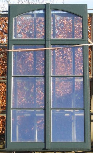 padoek houten raam , chassis , venster 136 x 246 zwartgroen, 75 tot 150 cm, Raamkozijn, Nieuw, Ophalen of Verzenden