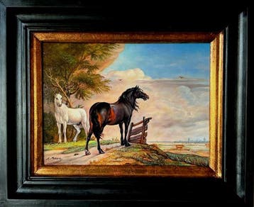 Alfonso Moreno (1947) - Twee paarden in de wei, Antiek en Kunst