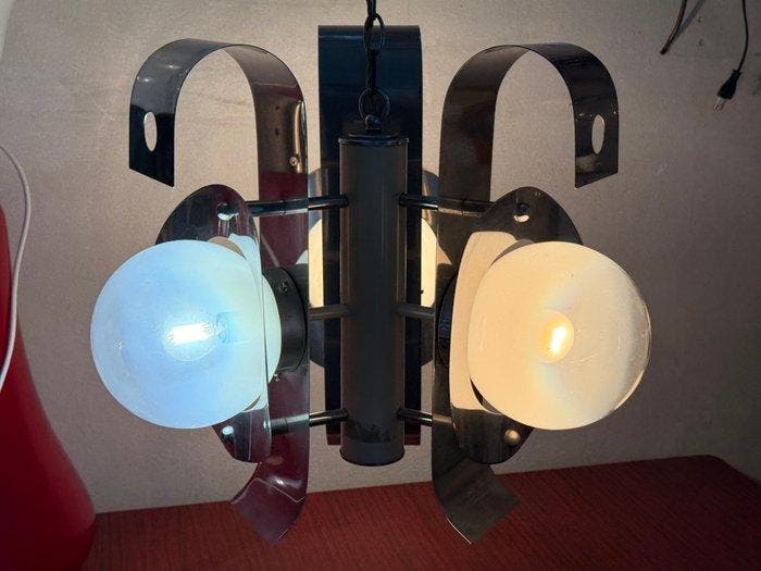 Plafondlamp - Glas, Metaal, Antiquités & Art, Antiquités | Éclairage