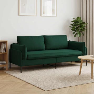 vidaXL 3-Zits Sofa Donkergroen 222 x 81 x 89 cm fluweel, Huis en Inrichting, Verzenden, Nieuw