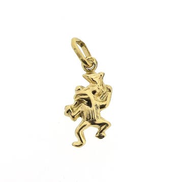Gouden hanger van een kikker met paraplu (Hanger of bedel), Ophalen of Verzenden, Gebruikt, Goud, Overige merken