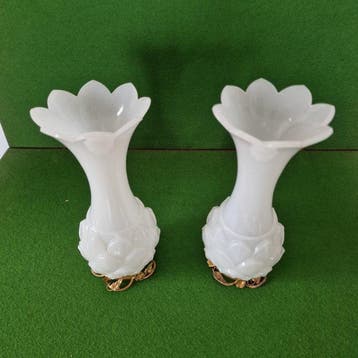 att. Baccarat - Vase (2) - artichaut - Laiton doré