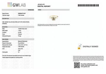 Zonder minimumprijs - Ring - 14 karaat Geel goud - 1.05ct., Nieuw