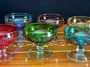 zeer mooie antieke Coupe champagneglazen - Drinkglas (6) -