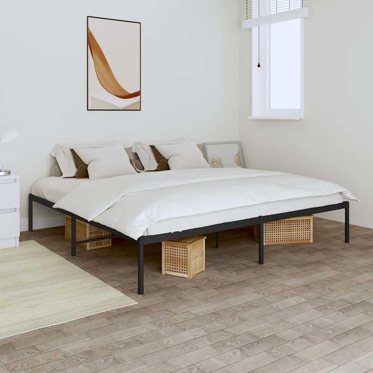 vidaXL Bedframe metaal zwart 180x200 cm, Maison & Meubles, Chambre à coucher | Lits, Envoi