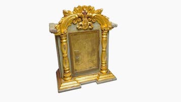 Oud polychroom tabernakel 55 cm - Antiek - Hout, Metaal,