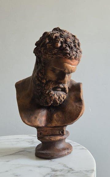 sculptuur, Busto Ercole - 27 cm - Aardewerk, Antiek en Kunst