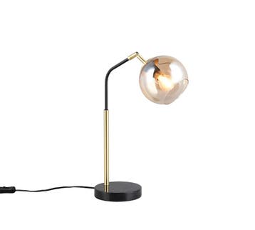 Trio PAXTON tafellamp | E14 Fitting | zwart met goud met amb, Verzenden, Nieuw