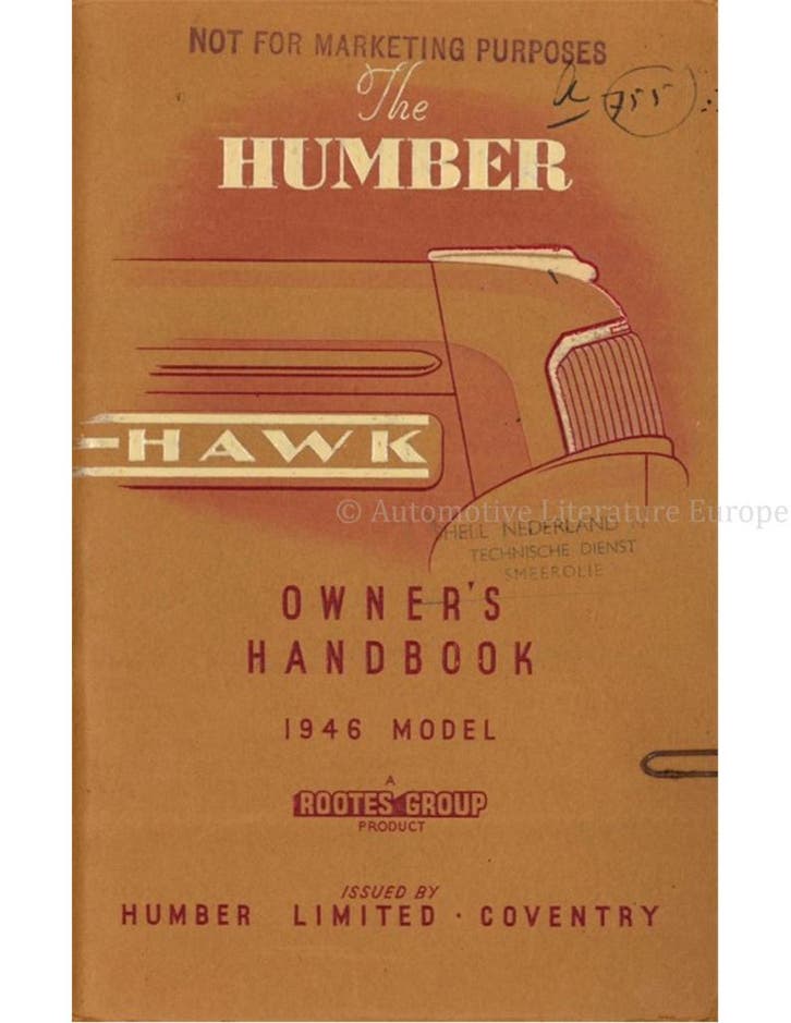 1946 HUMBER HAWK MODELS INSTRUCTIEBOEKJE ENGELS, Auto diversen, Handleidingen en Instructieboekjes, Ophalen of Verzenden