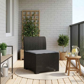 vidaXL Eén-zits Tuin Sofa met Kussen Rieten Look PP, Verzenden, Nieuw