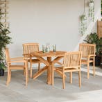 vidaXL Tuin Eettafel Set 5 pcs Naturel Massief Acacia Hout, Verzenden