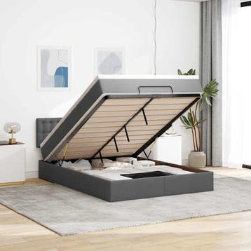 vidaXL Bed poef met matras en LEDs stof 140x190 cm, Verzenden