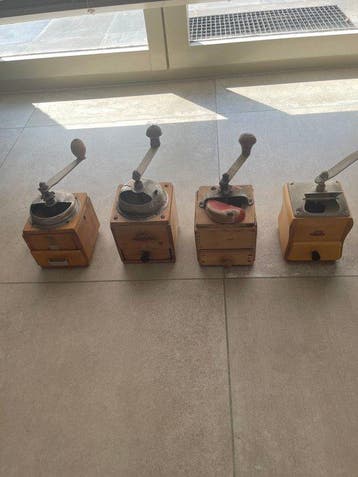 Moulin à café (4) - Bois, Métal - Set de 4 moulins à café