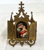 Icône - Porcelaine, Métal - La Madone à la chaise, Antiquités & Art