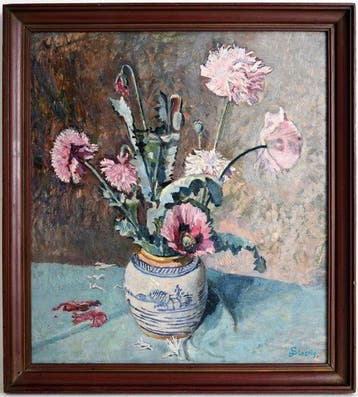Juliaan Severin (1888–1975) - Bloemenvaas met papavers, Antiek en Kunst
