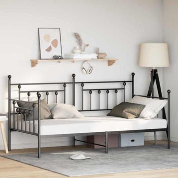 vidaXL Bedframe voor een daybed Zwart 107 x 203 cm Staal, Verzenden