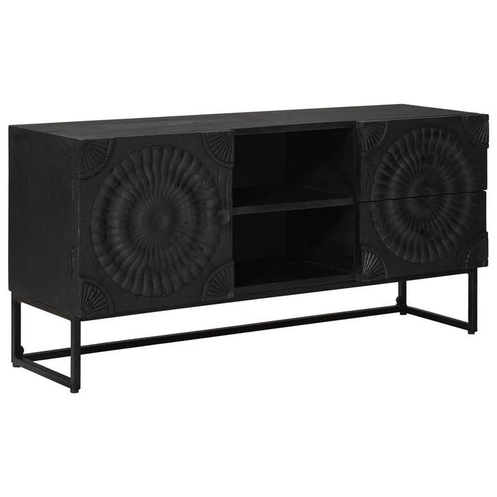 vidaXL TV Kast met lade met plank met opslag Zwart 105 x 30, Huis en Inrichting, Woonaccessoires | Cd- en Dvd-rekken, Nieuw, Verzenden