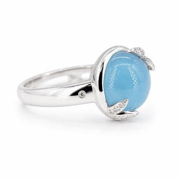 Zonder minimumprijs - Ring Verguld Aquamarijn - Diamant -, Nieuw