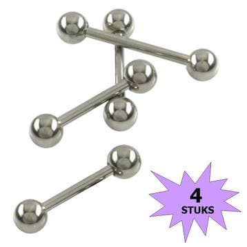 Fako Bijoux - Barbell Piercing - 21mm - Zilverkleurig - 4, Verzenden, Nieuw