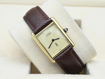 Cartier Tank Vermeil Year 1990s (Box), Handtassen en Accessoires, Horloges | Heren, Overige merken, Leer, Polshorloge, Ophalen of Verzenden