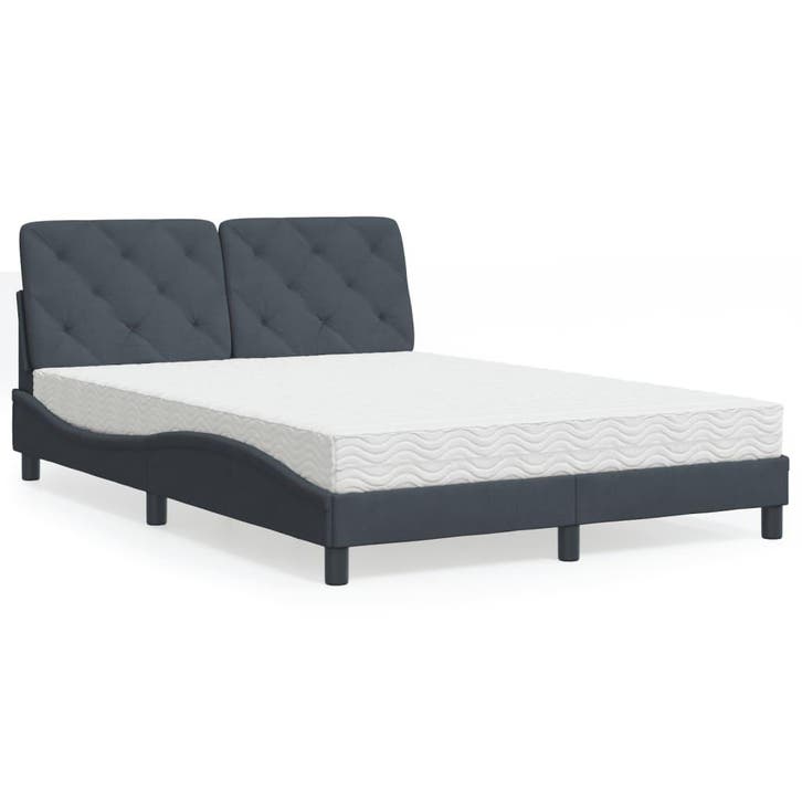 vidaXL Bed met matras fluweel donkergrijs 140x200 cm, Huis en Inrichting, Slaapkamer | Bedden, Nieuw, Verzenden