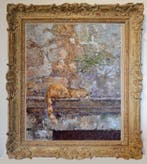 Chris van Dijk (1952) Impressionist -  Chat dans un ruine, Antiquités & Art