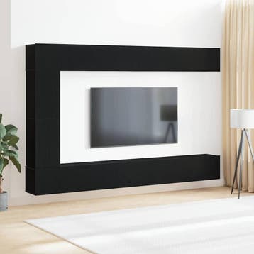 vidaXL TV Cabinet Set 9 st Zwart Eiken, Verzenden