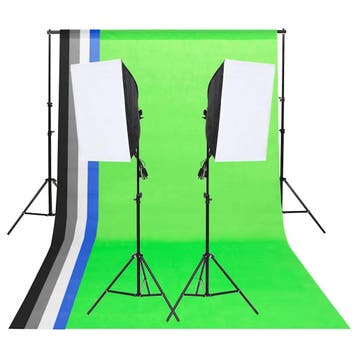 vidaXL Studioverlichtingsset met achtergronden en softboxen, Verzenden