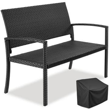 wicker tuinbank Murat 2-zits, weerbestendig, 250 kg - zwart, Verzenden