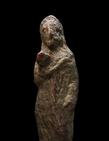 Oud-Romeins Bronzen statuette - gehulde figuur - 1e eeuw na