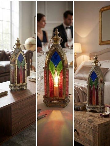 Tafellamp - Chique lantaarn - Glas, Antiek en Kunst