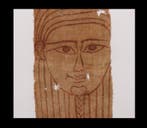 Oude Egypte, fragment van beschilderd linnen met een portret