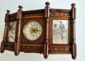 Tafelklok - Hermle - Antiek Hout - 1920-1930 - mechanische, Antiquités & Art, Antiquités | Horloges