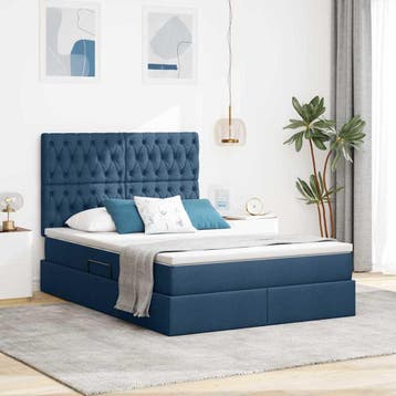 vidaXL Opslag bed met matras met hoofdeinde Blauw 140 x 200, Huis en Inrichting, Verzenden, Nieuw