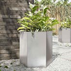 vidaXL Plantenbak zeshoek 46x40x45 cm roestvrijstaal, Verzenden